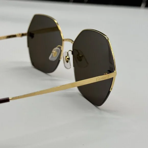 NEW CARTIER CT0332S 005 GOLD BROWN WOMEN SUNGLASSES CARTIER - Picture 10 of 15